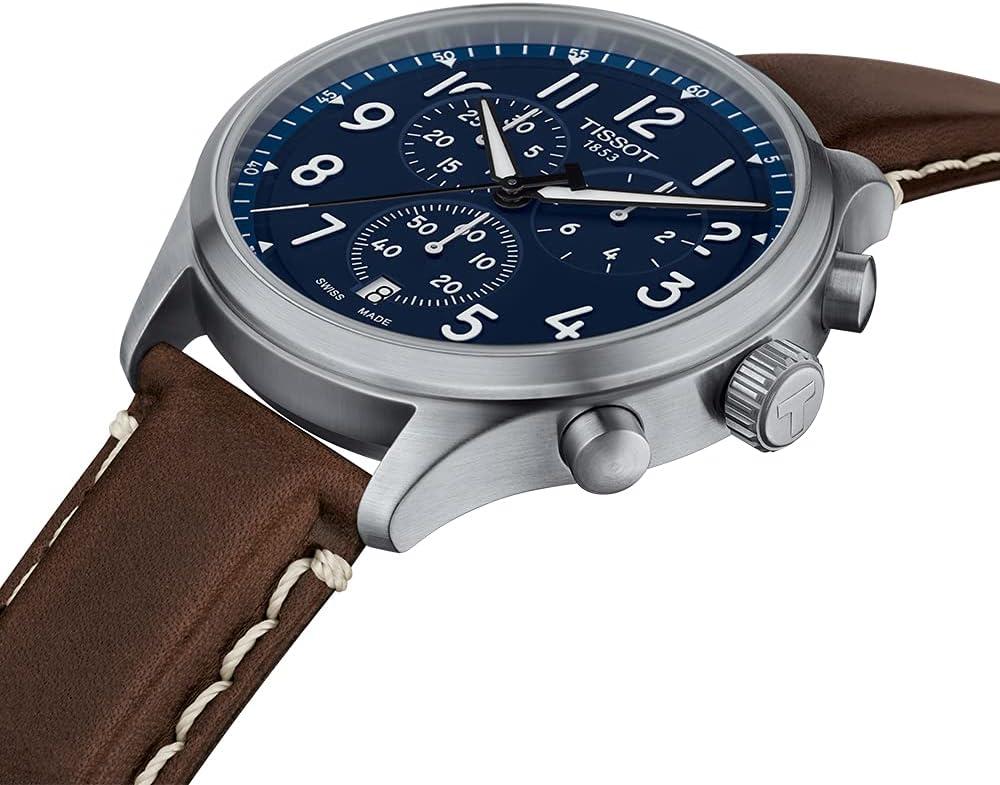 imageTissot Mens Chrono XL Vintage 316L Stainless Steel case Swiss Quartz Watch Brown Leather 22 T1166171604200