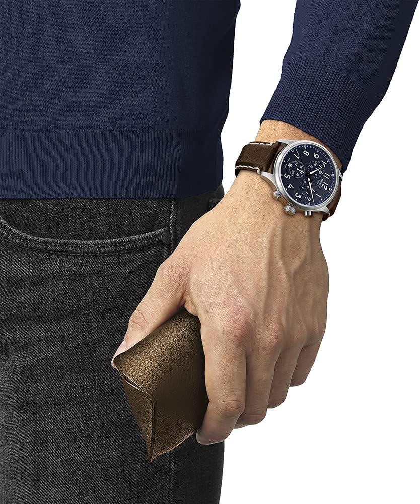 imageTissot Mens Chrono XL Vintage 316L Stainless Steel case Swiss Quartz Watch Brown Leather 22 T1166171604200