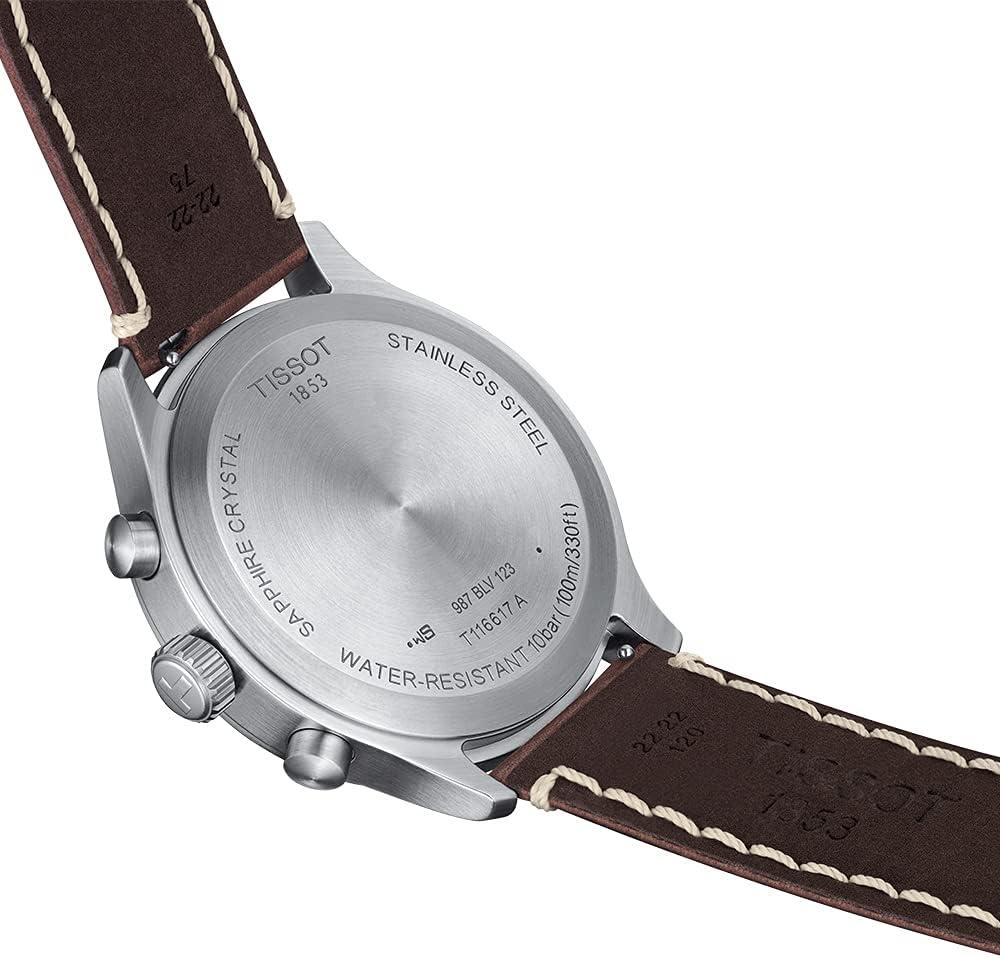 imageTissot Mens Chrono XL Vintage 316L Stainless Steel case Swiss Quartz Watch Brown Leather 22 T1166171604200