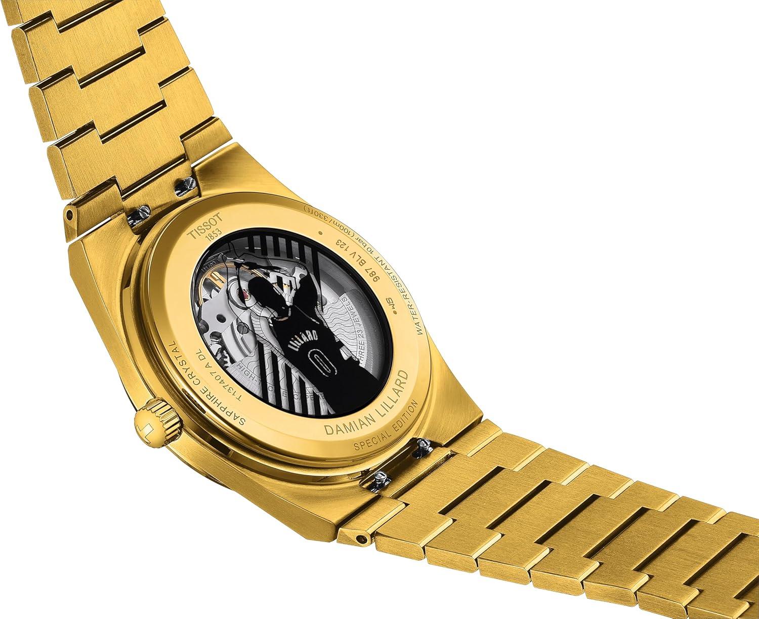 imageTissot Mens PRX Powermatic 80 Damian Lillard Special Edition 316L Stainless Steel case with Yellow Gold PVD Coating Automatic Watch T1374073305100