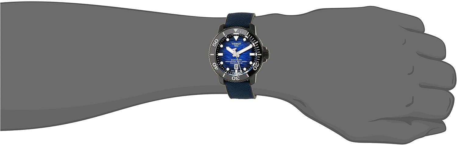 imageTissot Mens Seastar 2000 Professional Powermatic 80 316L Stainless Steel case with Black PVD Coating Automatic Watch BlueBlack Rubber 22 T1206073704100