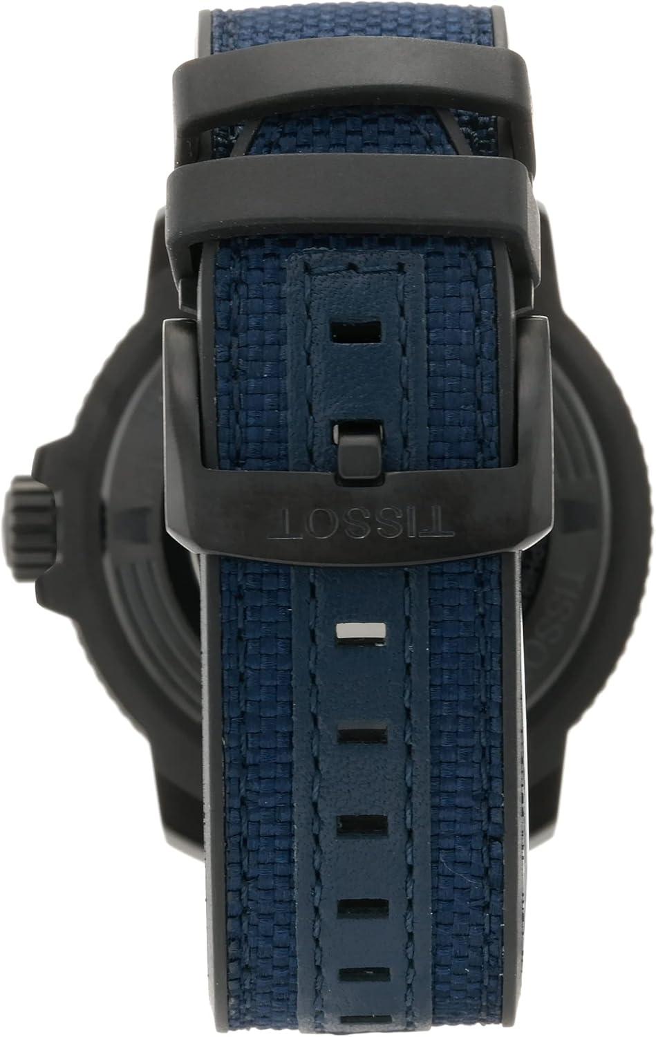 imageTissot Mens Seastar 2000 Professional Powermatic 80 316L Stainless Steel case with Black PVD Coating Automatic Watch BlueBlack Rubber 22 T1206073704100