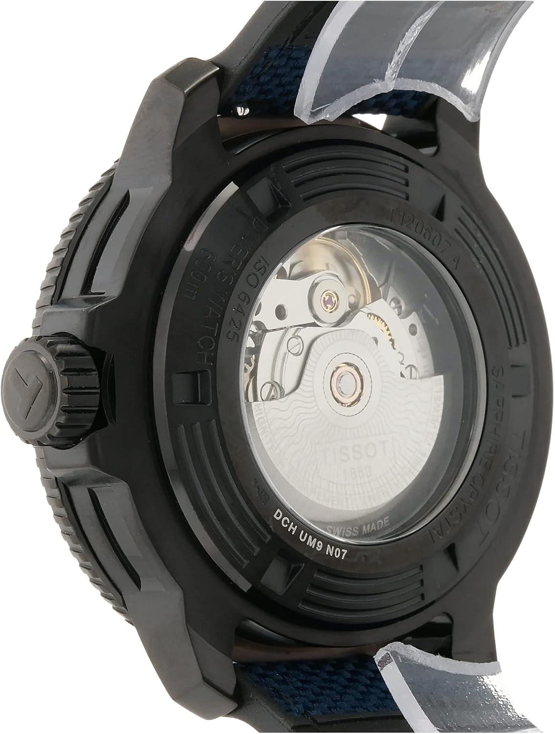 imageTissot Mens Seastar 2000 Professional Powermatic 80 316L Stainless Steel case with Black PVD Coating Automatic Watch BlueBlack Rubber 22 T1206073704100