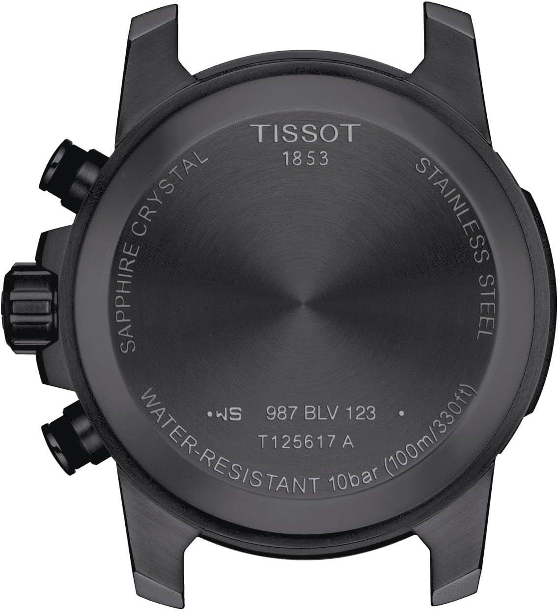 imageTissot Mens Supersport Chrono 316L Stainless Steel case with Black PVD Coating Swiss Quartz Watch Black Beige Textile 22 T1256173705101