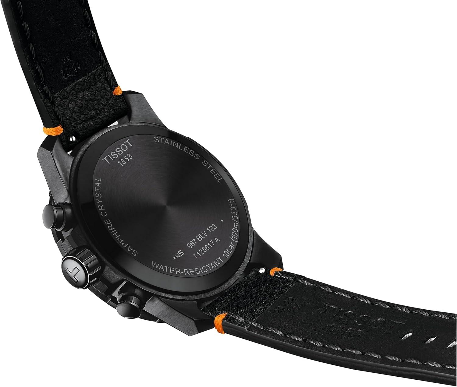 imageTissot Mens Supersport Chrono Basketball Edition 316L Stainless Steel Case with Black PVD Coating Quartz Watch Black Leather T1256173608100