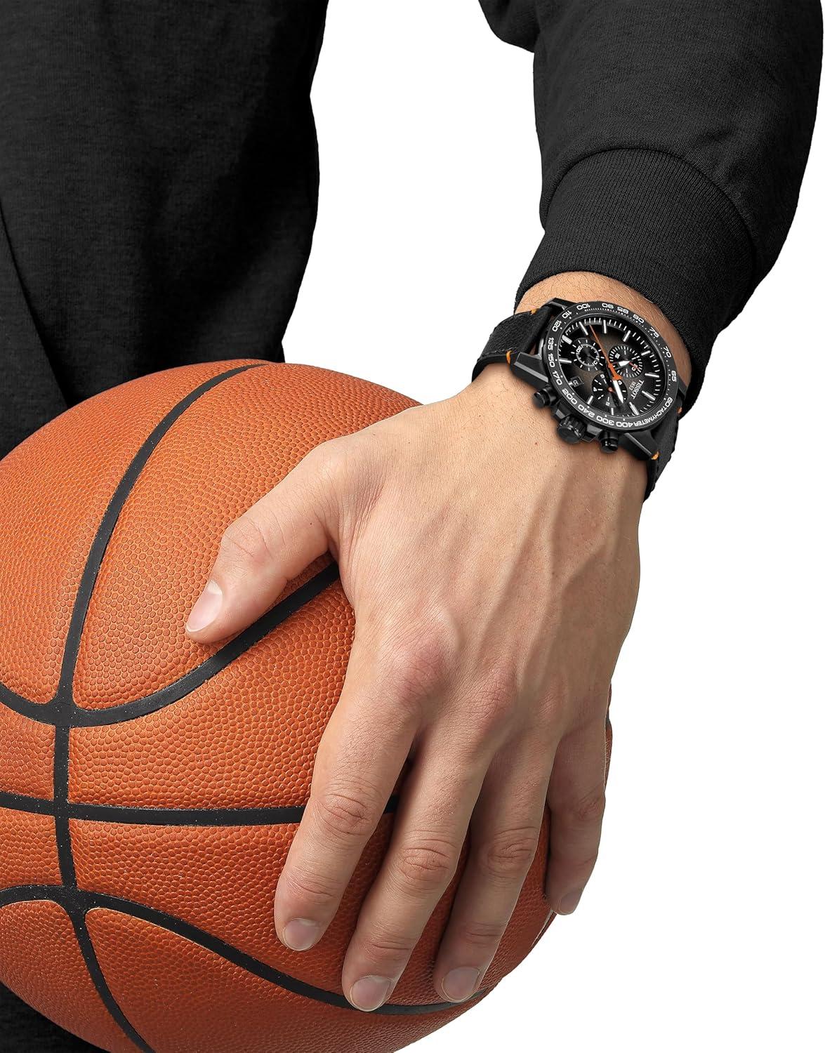 imageTissot Mens Supersport Chrono Basketball Edition 316L Stainless Steel Case with Black PVD Coating Quartz Watch Black Leather T1256173608100