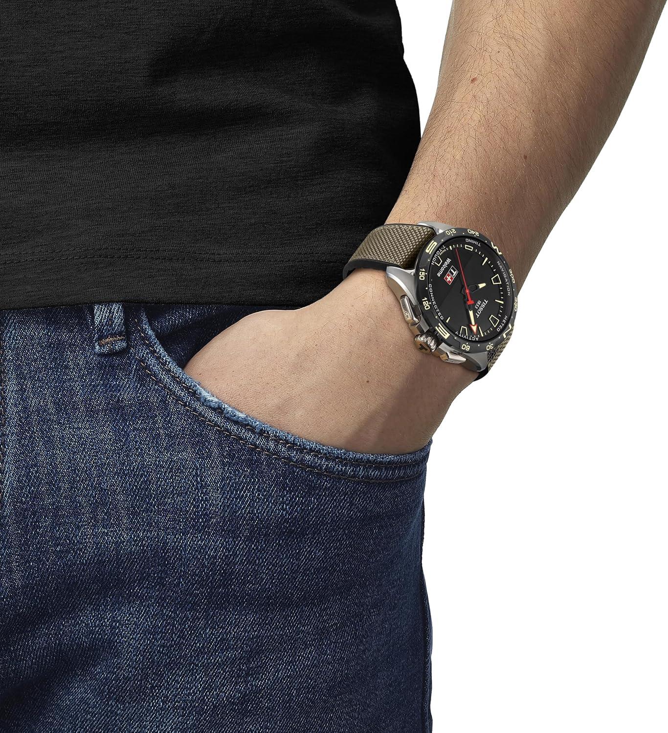 imageTissot Mens TTouch Connect Solar antimagnetic Titanium case Quartz Watches Beige Textile 23 T1214204705107