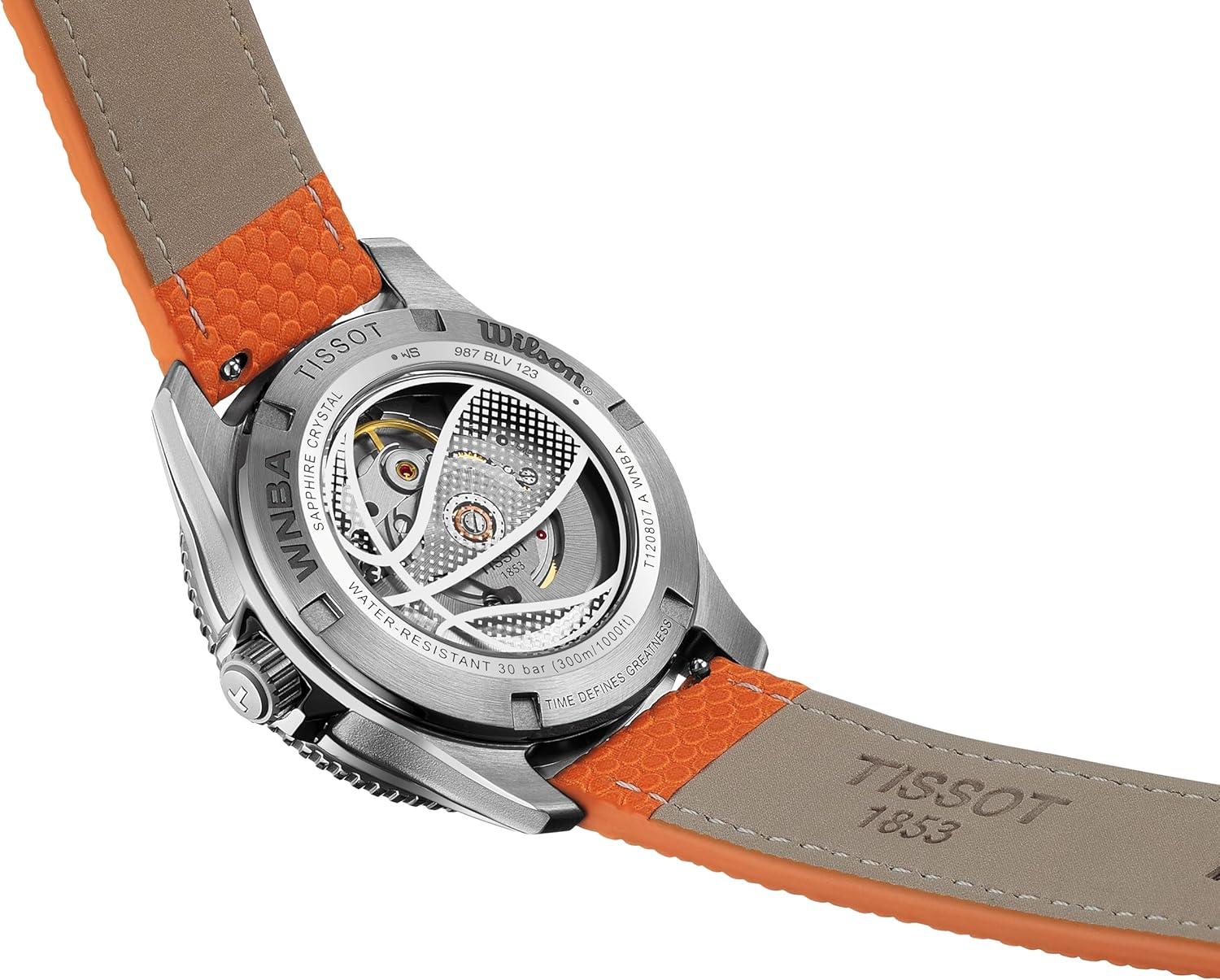imageTissot Womens Seastar Wilson WNBA 316L Stainless Steel Case Automatic Watch Orange Leather Strap T1208071705100