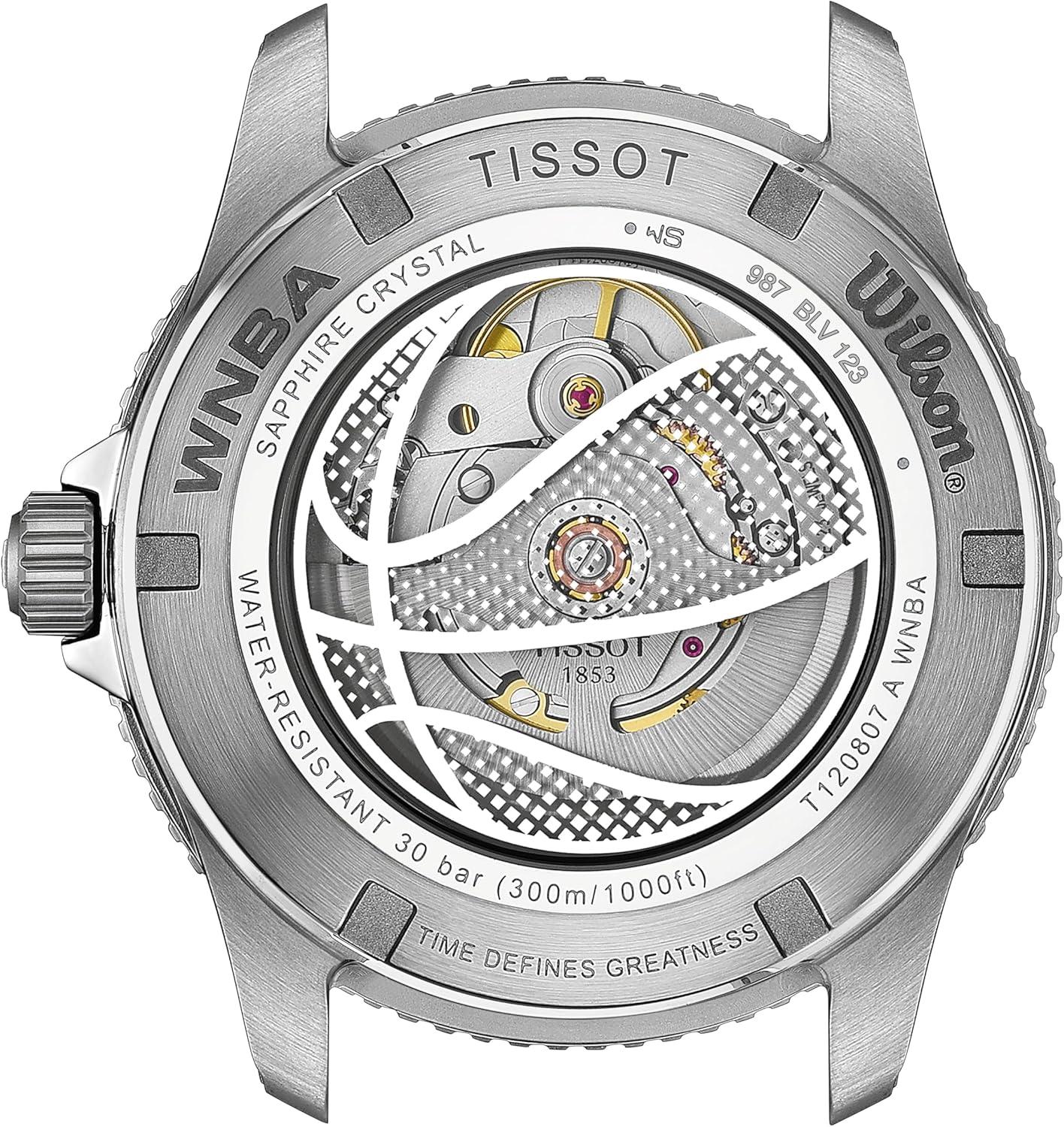 imageTissot Womens Seastar Wilson WNBA 316L Stainless Steel Case Automatic Watch Orange Leather Strap T1208071705100