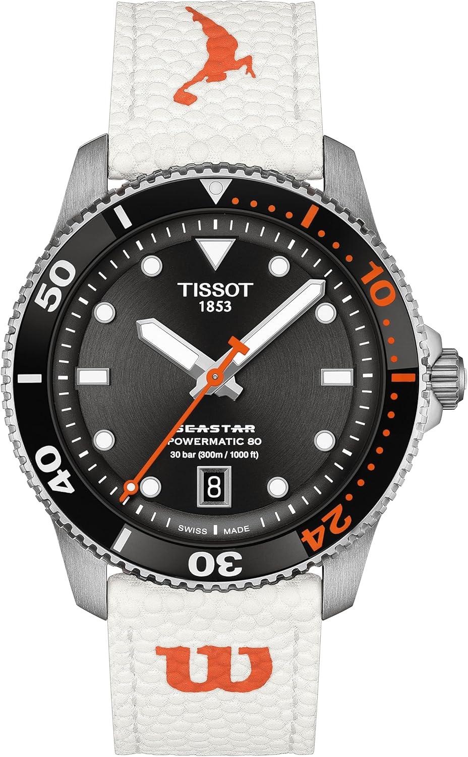 imageTissot Womens Seastar Wilson WNBA 316L Stainless Steel Case Automatic Watch Orange Leather Strap T1208071705100