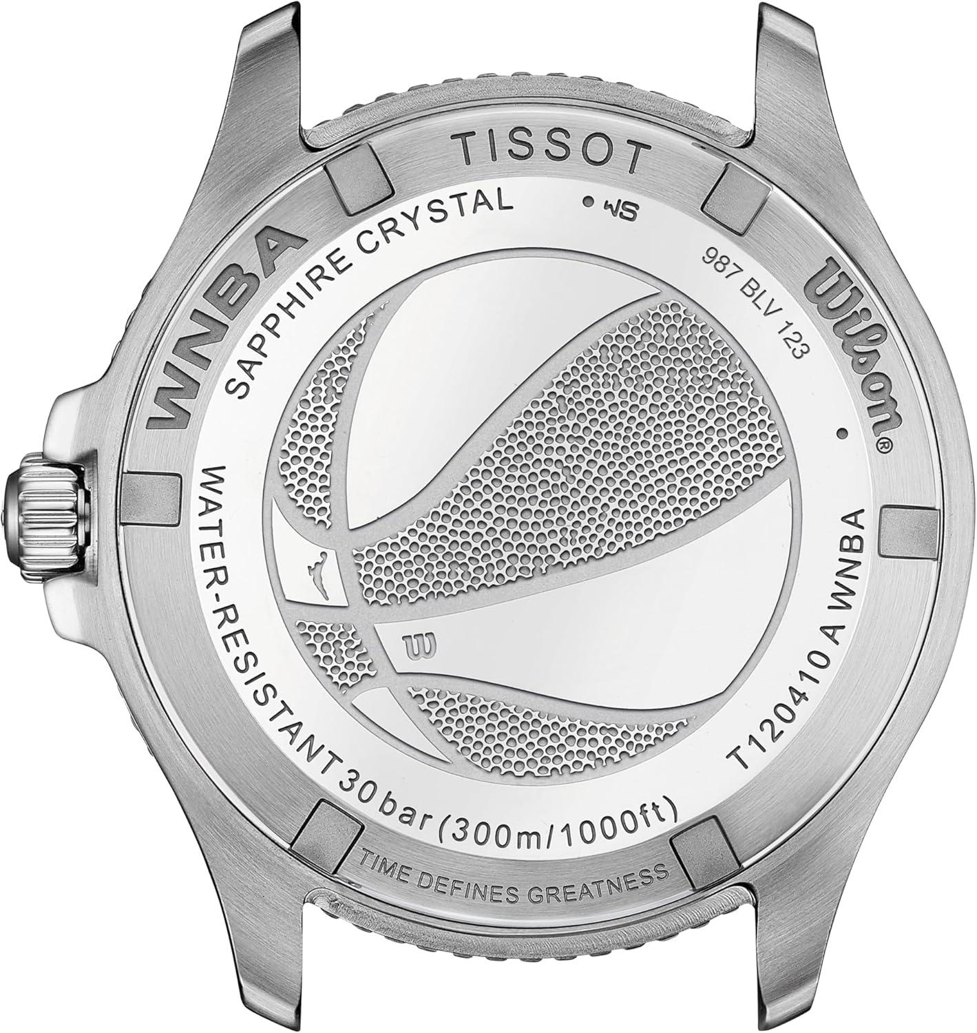 imageTissot Womens Seastar Wilson WNBA 316L Stainless Steel Case Quartz Watch Orange Leather Strap T1204101701100