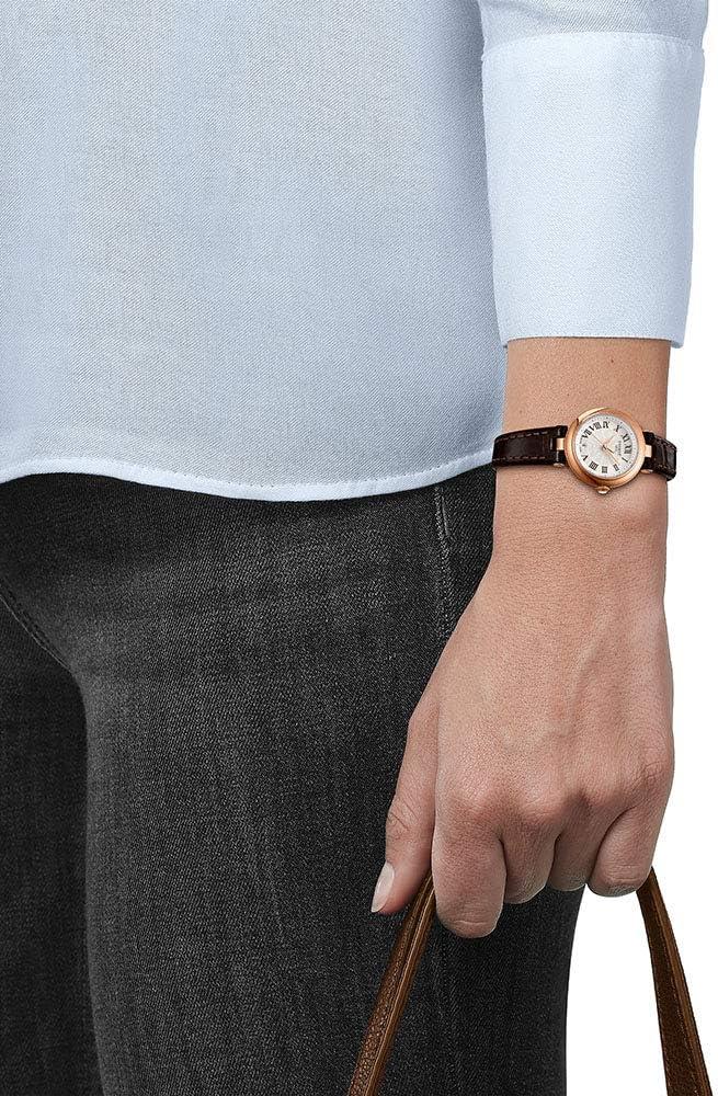 imageTissot womens Bellissima 316L stainless steel case with rose gold PVD coating Dress Watch Brown T1260103601300