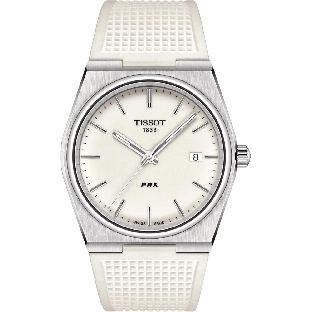 imageTissot Mens PRX 316L Stainless Steel case Quartz Watches White Rubber 12 T1374101701100