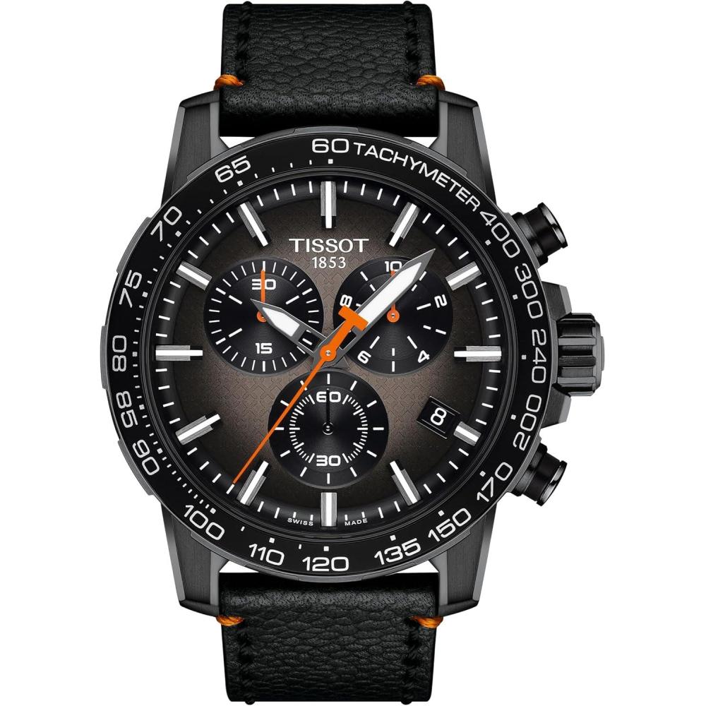 imageTissot Mens Supersport Chrono Basketball Edition 316L Stainless Steel Case with Black PVD Coating Quartz Watch Black Leather T1256173608100
