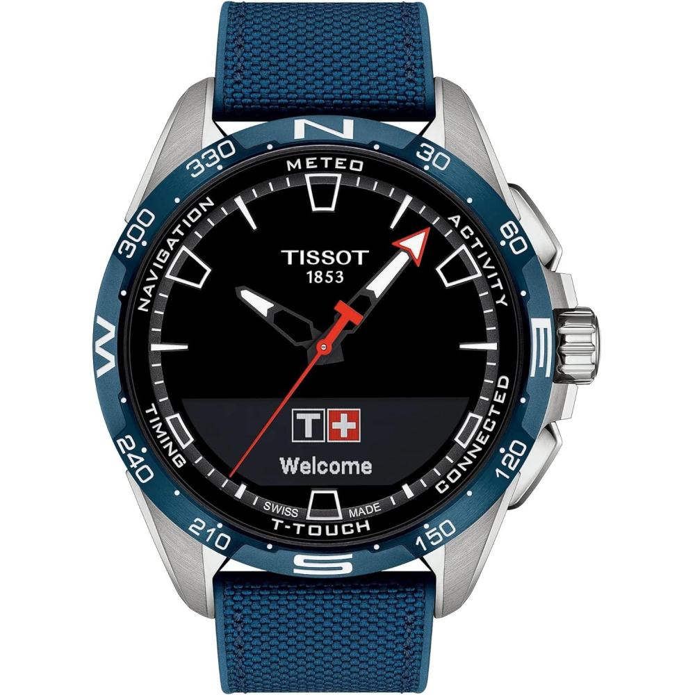 imageTissot Mens TTouch Connect Solar antimagnetic Titanium case Quartz Watch Blue Textile 23 T1214204705106