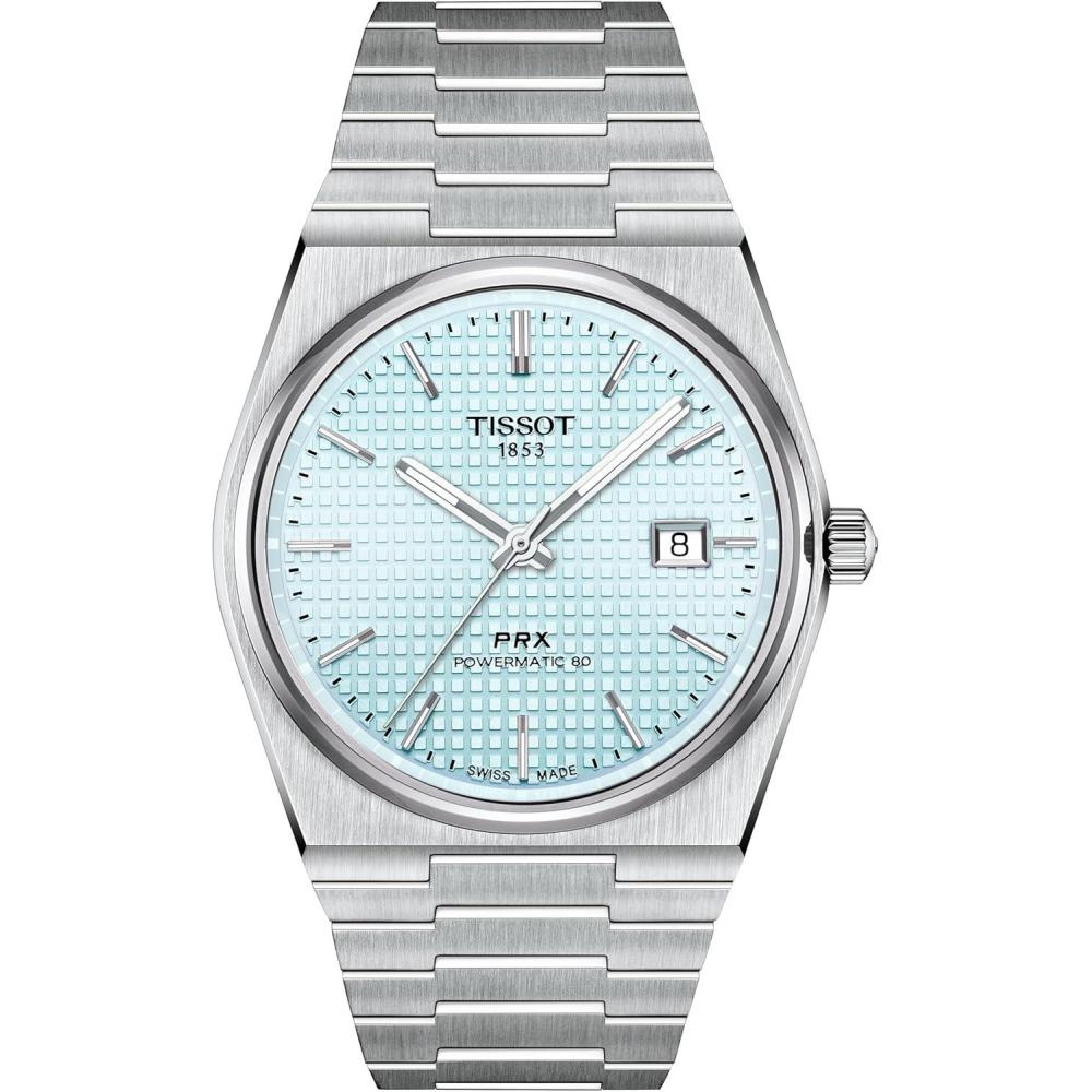 imageTissot PRX Powermatic 80 316L Stainless Steel case Swiss Automatic Watch for Men ampamp Women Ice Blue Dial Stainless Steel T1374071135100