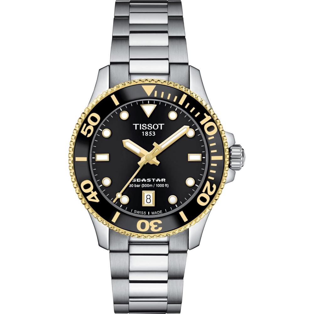 imageTissot Unisex Seastar 1000 36mm 316L Stainless Steel case with Yellow Gold PVD Coating Quartz Watch Grey Stainless Steel 18 T1202102105100