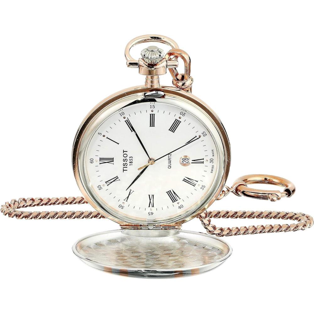 imageTissot unisexadult Savonnette Brass Pocket Watch Rose Gold ampamp Silver T8624102901300