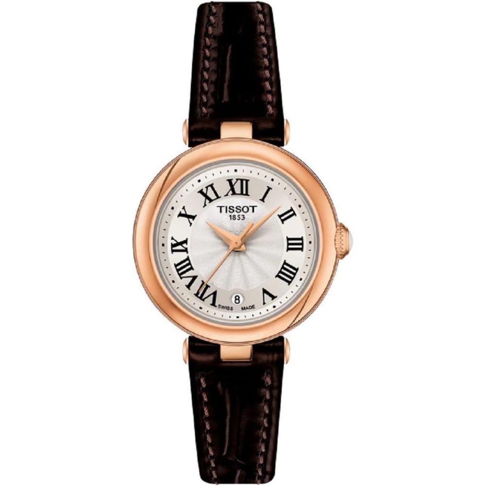 imageTissot womens Bellissima 316L stainless steel case with rose gold PVD coating Dress Watch Brown T1260103601300