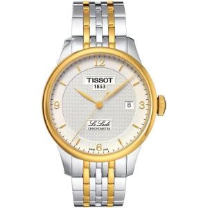 Tissot Mens Le Locle COSC 316L Stainless Steel case with Yellow Gold PVD Coating Swiss Automatic Watch, Grey, Stainless Steel, 19 (T0064082203700)