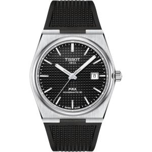 Tissot Mens PRX Powermatic 80 316L Stainless Steel case Automatic Watches, Black, Rubber, 12 (T1374071705100)