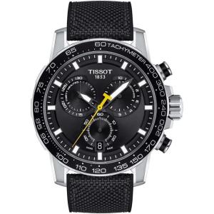 Tissot Mens Supersport Chrono 316L Stainless Steel case Swiss Quartz Watch, Black, Textile, 22 (T1256171705102)