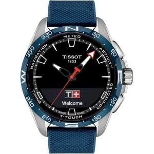 Tissot Mens T-Touch Connect Solar antimagnetic Titanium case Quartz Watch, Blue, Textile, 23 (T1214204705106)