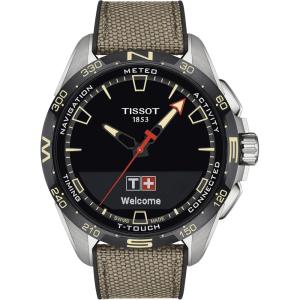 Tissot Mens T-Touch Connect Solar antimagnetic Titanium case Quartz Watches, Beige, Textile, 23 (T1214204705107)