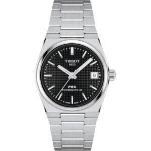Tissot PRX Powermatic 80 35mm, Swiss Automatic Watch for Men & Women, Stainless Steel Case, Black Dial, T1372071105100