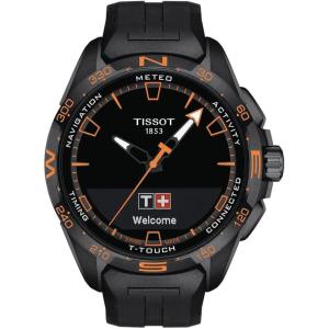 Tissot Unisex T-Touch Connect Solar Swiss Antimagnetic Titanium Case Tactile Quartz Watch with Rubber Strap, Black, 23 (Model: T1214204705104)