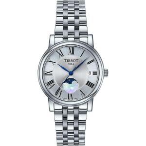 Tissot Womens Carson Premium Lady Moonphase Swiss Quartz Watch, Grey, Stainless Steel, 16 (T1222231103300)