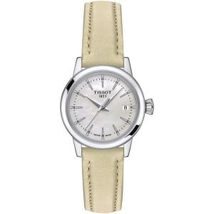 Tissot Womens Classic Dream Lady 316L Stainless Steel case Quartz Watch, Beige, Leather, 14 (T1292101611100)
