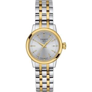 Tissot Womens Classic Dream Lady 316L Stainless Steel case with Yellow Gold PVD Coating Quartz Watch, Yellow/Grey, Stainless Steel, 14 (T1292102203100)