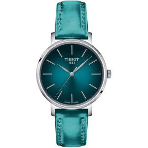 Tissot Womens Everytime Lady 316L Stainless Steel case Quartz Watch, Turquoise, Synthetic, 16 (T1432101709100)