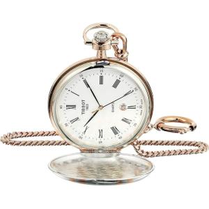 Tissot unisex-adult Savonnette Brass Pocket Watch Rose Gold & Silver T8624102901300